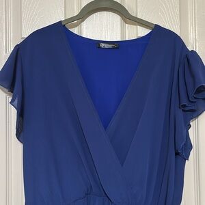 Blue faux wrapped dress